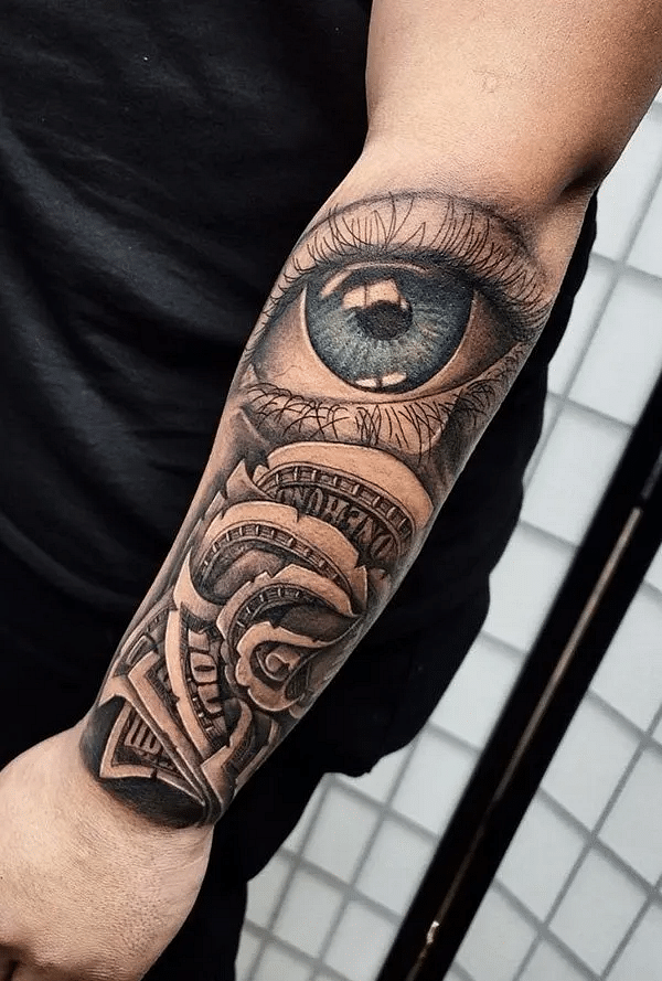 eyes forearm tattoo