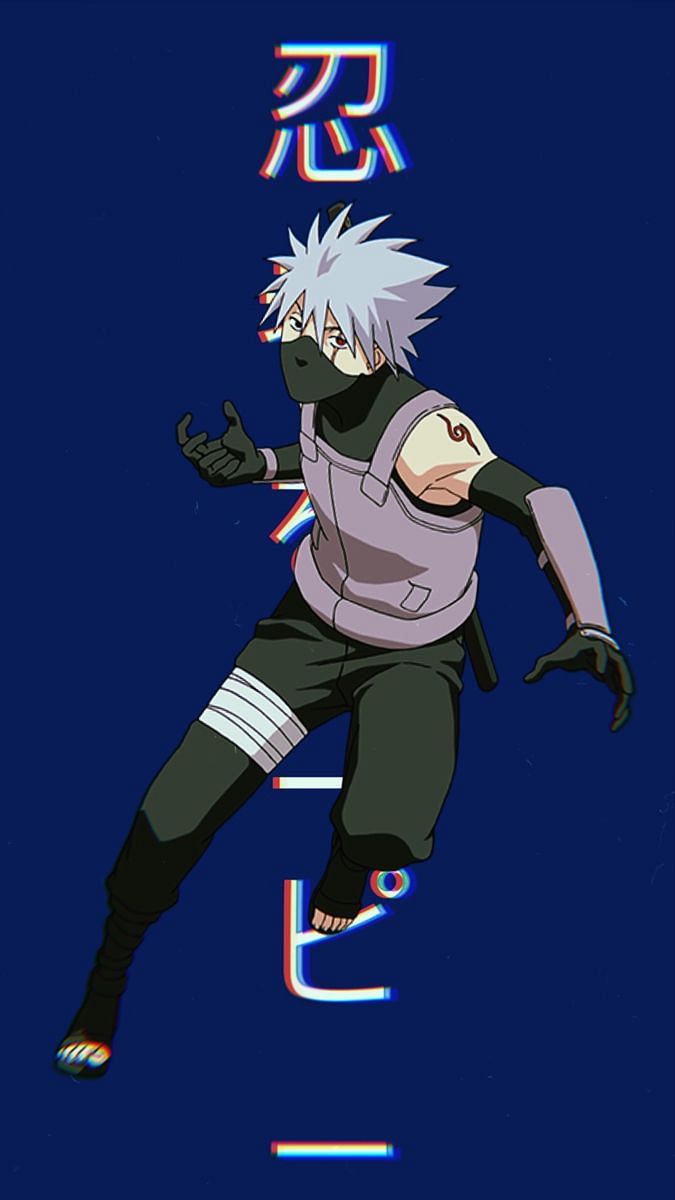 Kakashi, naruto, electric blue, HD phone wallpaper